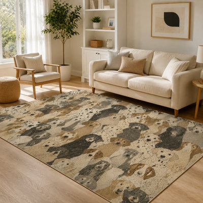 1Pcs Dog Lover Gift - Adorable Puppy Print, Plush Comfort, Washable Area Rug, Large Thin Floor Mat, Non-Slip Backing, Ideal for Living Room, Bedroom, Kitchen, and Office Indoor Use for home detor