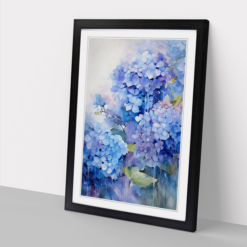 Hydrangea Action Painting Art - Framed Print, Black Framed, 34cm H x 25cm W x 2cm D