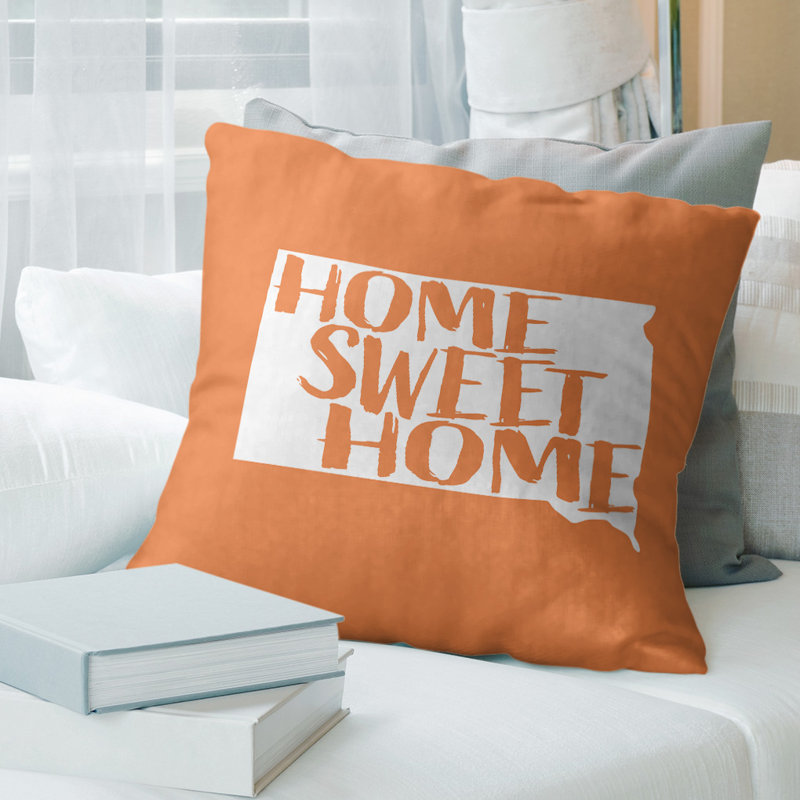 Cotton Blend Reversible Throw Pillow, 26" x 26", Orange, South Dakota