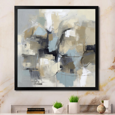 Beige et gris, Créature sans limite I - Art mural abstrait pour salon