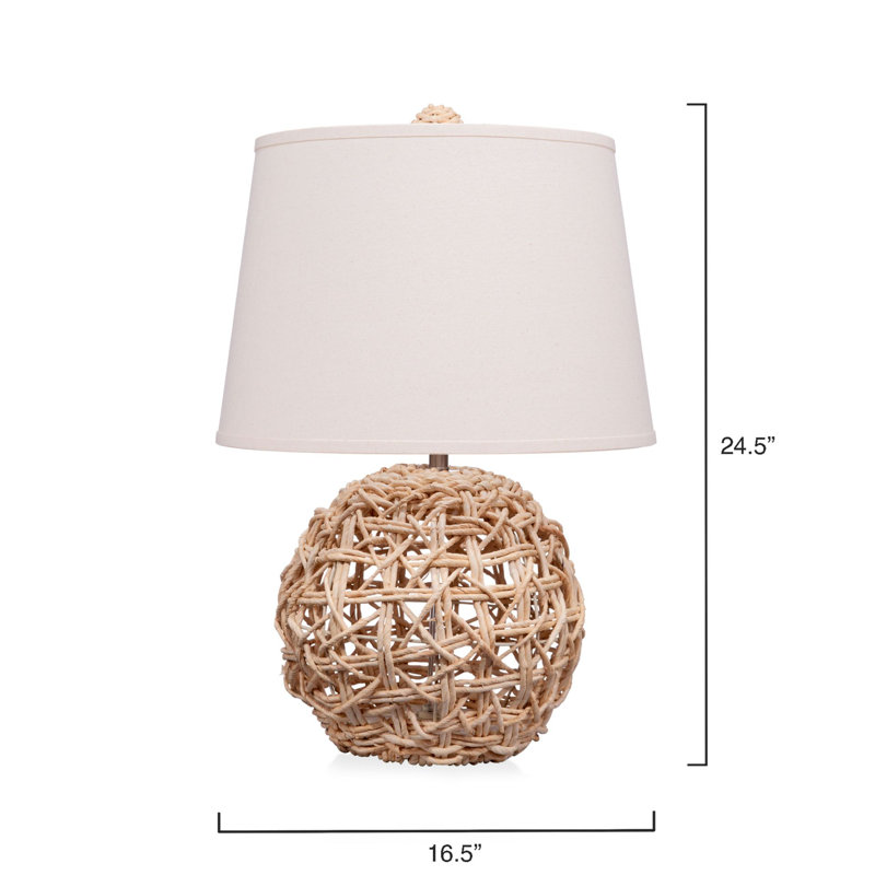 Natural Handwoven Corn Rope Table Lamp with Cream Linen Shade