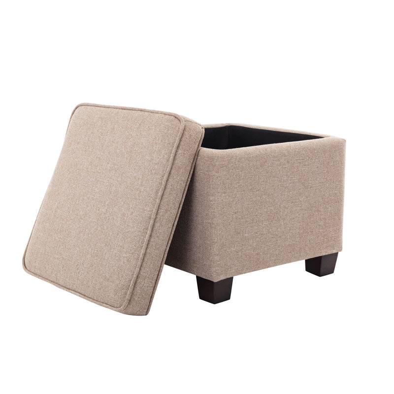 Borowski Upholstered Ottoman, Dark Brown, Beige