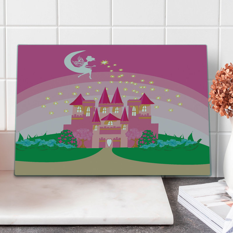 Ambesonne Magic Cutting Board Large Size Fantasy Tale Pixie in Sky Green Pink