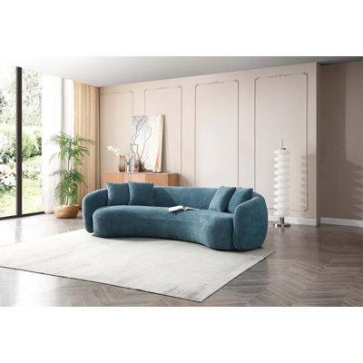 Shaleine 101.4" Curved Sofa, Mid Century Modern Half Moon Living Room Sofa