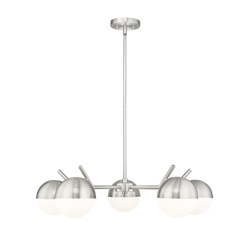 Trombetta 5 Light Chandelier in Modern Gold, Brushed Nickel