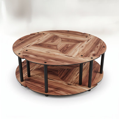 Harmonia Sculptural Tiered Walnut Coffee Table Set