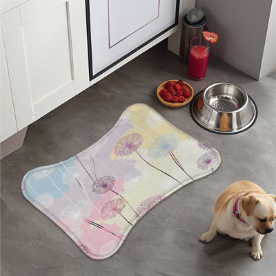 Pastel Flower Art - 1 Piece Bone Shape Feeding Mat