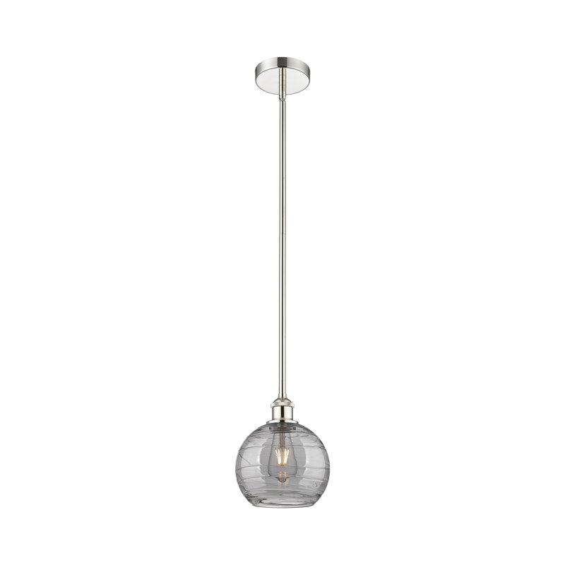 Luminaire suspendu suspendu 1 lumière Edison Ellington Deco Swirl-616-G1213, H 9,38 po x l 8 po x P 8 po, Nickel poli