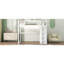 Lit mezzanine en bois blanc avec garde-robe intégré, rangement et lampe à bougie à DEL intégrée-215314607