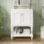 Meuble-lavabo moderne de luxe avec lavabo en céramique, armoire de salle de bain avec tablette ouverte et rangement fermé, 24 po-1087683235