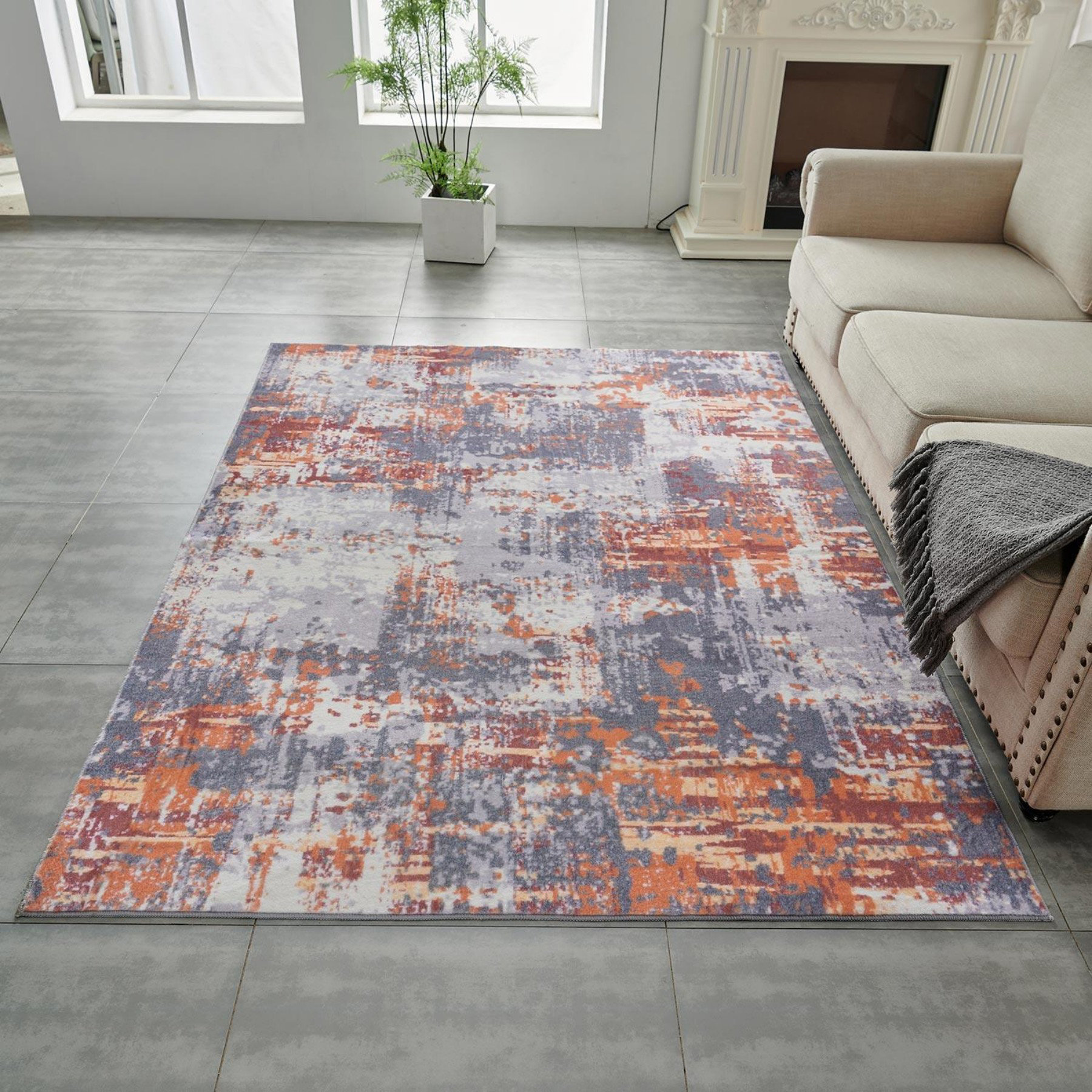 17 Stories Collection Abstract Design Grey Brown and Rust Machine ...