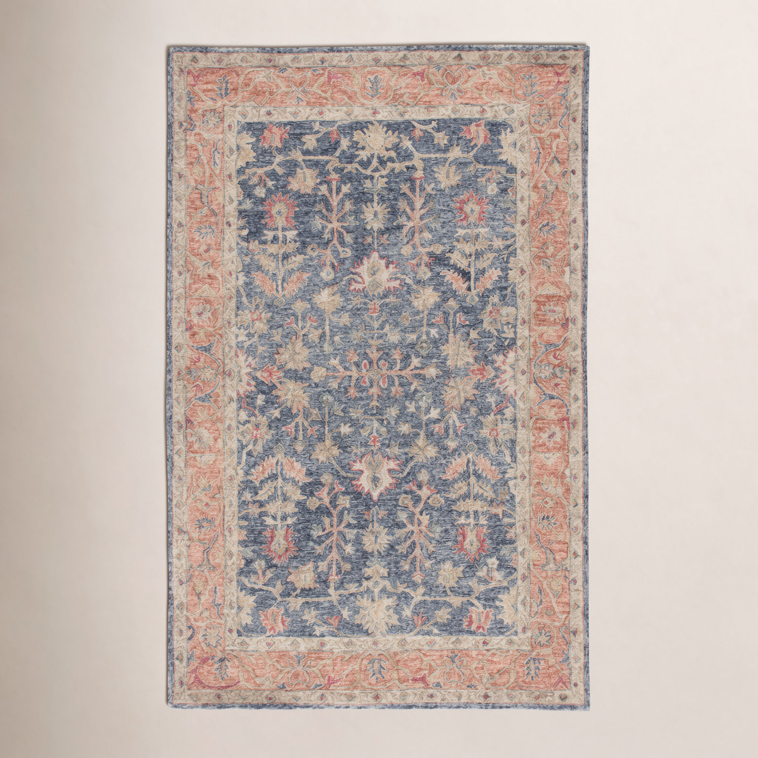 Lindsay Blue Orange Hand-Tufted Wool Oriental Rug, Rectangle 8'10" x 11'9"