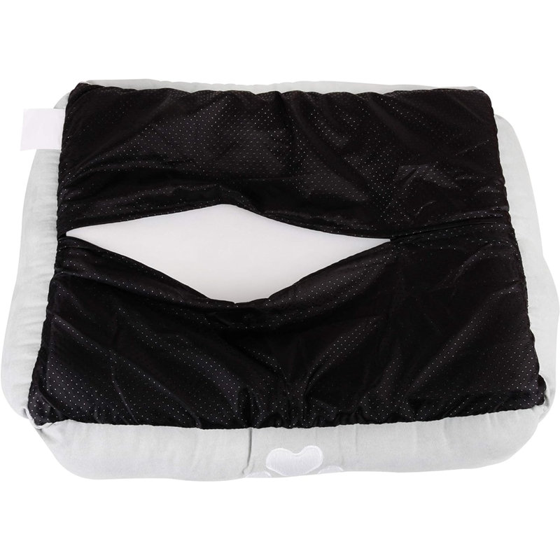 Lit pour chien avec traversin rectangulaire, lit pour chien de taille moyenne, Bleu