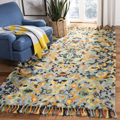 Jahiem Hand-Knotted Wool Blue Area Rug