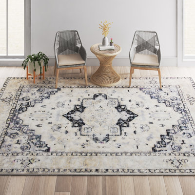 Ebner Oriental Ivory/Black Area Rug