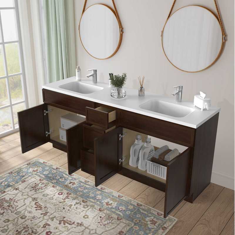 78 Base de meuble-lavabo double 78 seulement, Brun