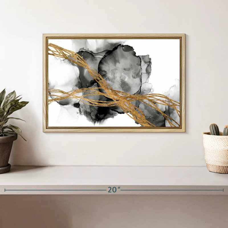 Matrice ondulée I, Cadre flottant en bois naturel, 13 po x 9 po