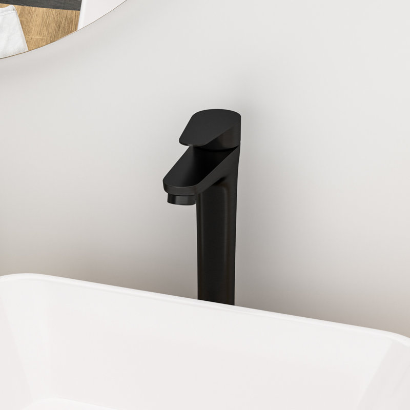 Robinet pour salle de bain à 1 trou en bronze huilé avec poignée simple, bec haut et lavabo de construction durable pour salle de bain, avec valve en céramique lisse à connexion rapide mise en place facile