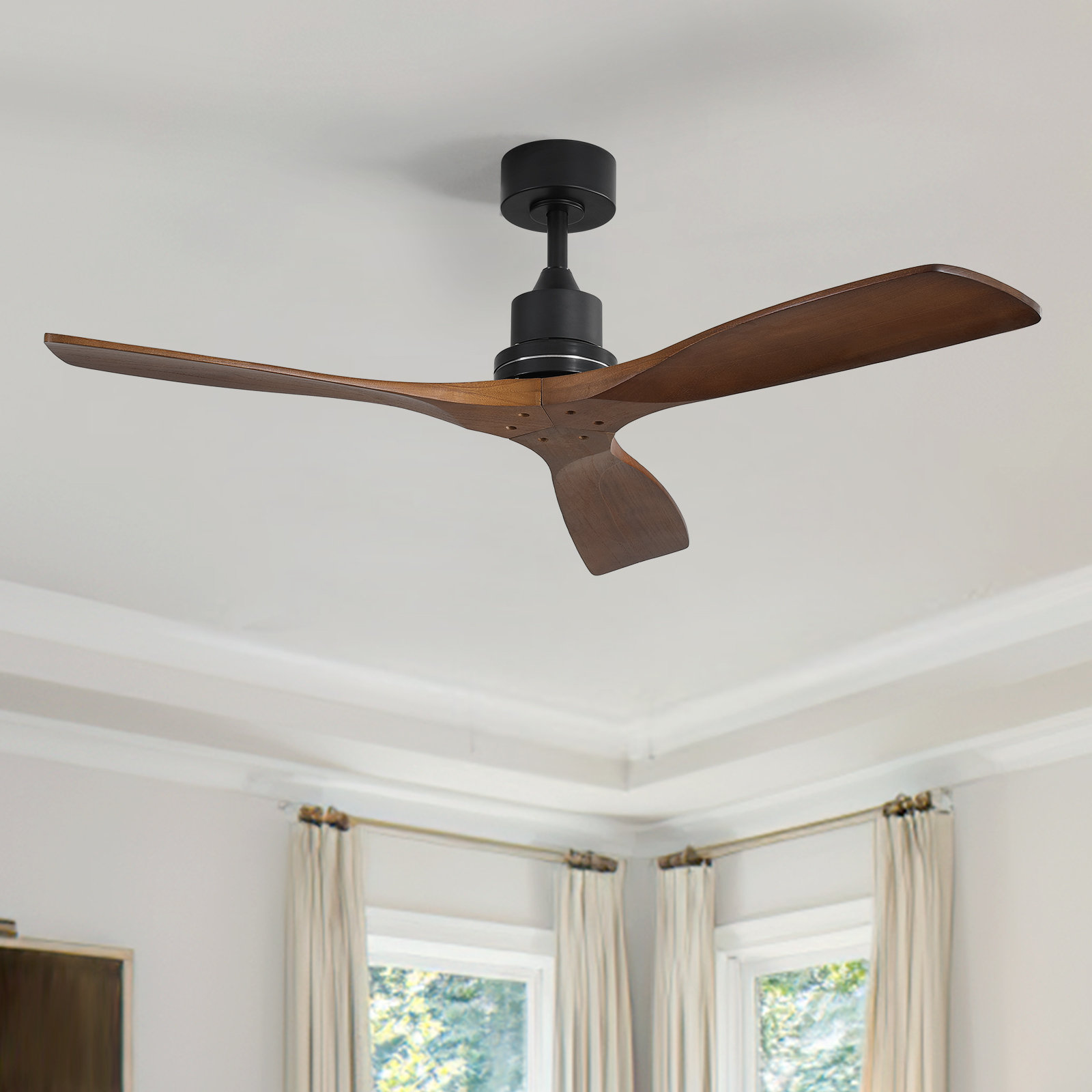 Nicola 52" 3 - Blade Standard Ceiling Fan with Remote Control, Brown/Black