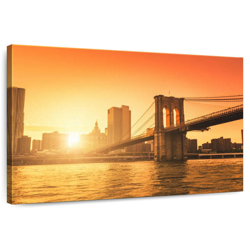 Lilie coucher de soleil sur le pont de Brooklyn, H 16 po x l 24 po