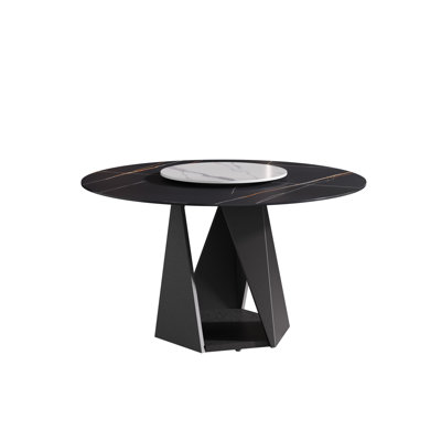 Table de salle à manger moderne moderne en pierre frittée avec plateau rotatif