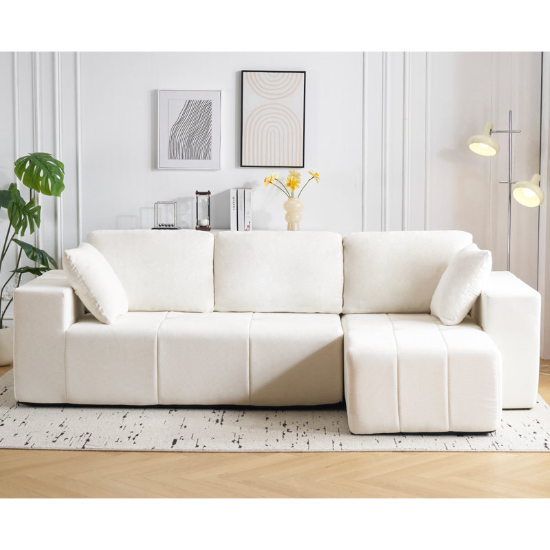 Canapé modulaire Boneless 105 po Cloud, canapé en chenille avec siège profond, sans assemblage requis., Beige