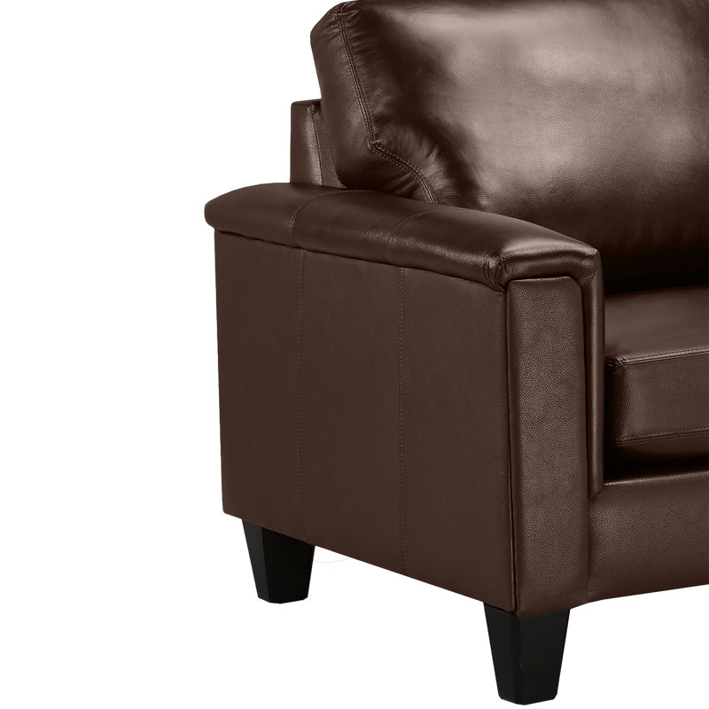 Fauteuil en cuir fleur 37 po Benson, Cuir véritable brun