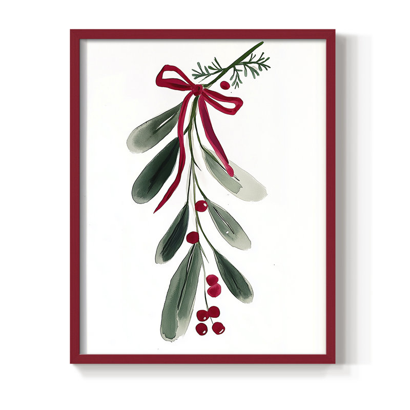 «Christmas Holiday», reproduction d'art encadrée Cxxv - bois massif, H 30 po x l 24 po, Rouge