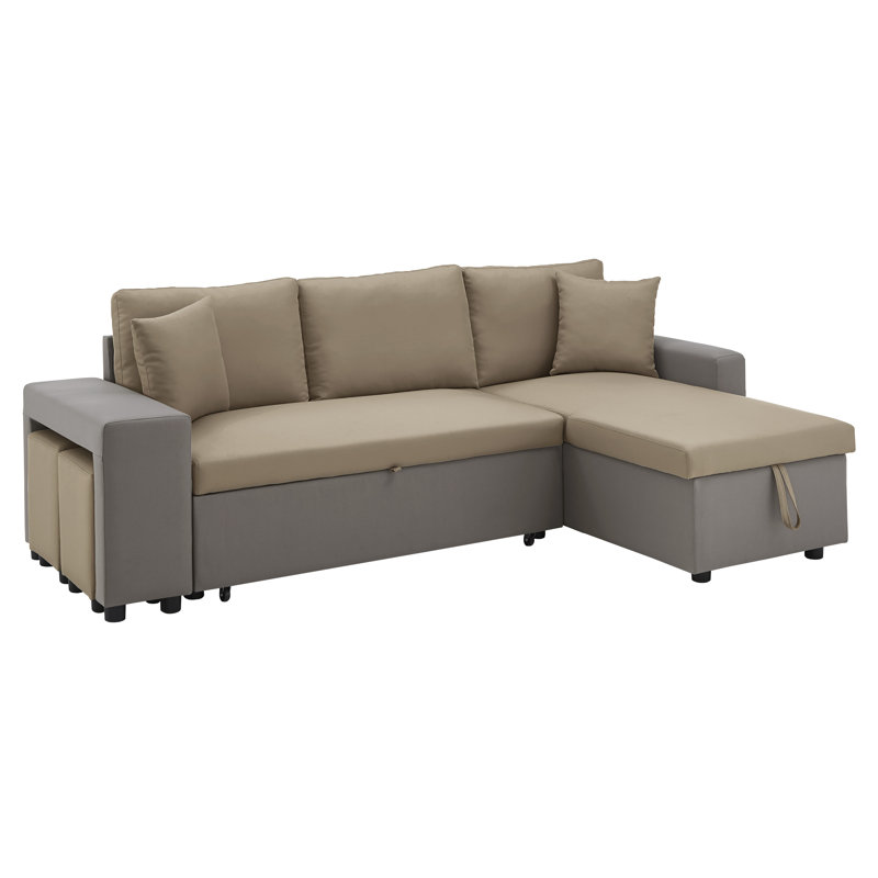 Dovie Upholstered L-Shaped Sectional Reversible, Dark and Light Brown