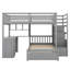Lit superposé double au-dessus de simple avec escalier, tiroirs de rangement, cadre de lit superposé avec bureau et tablettes, aucun sommier nécessaire-210210738
