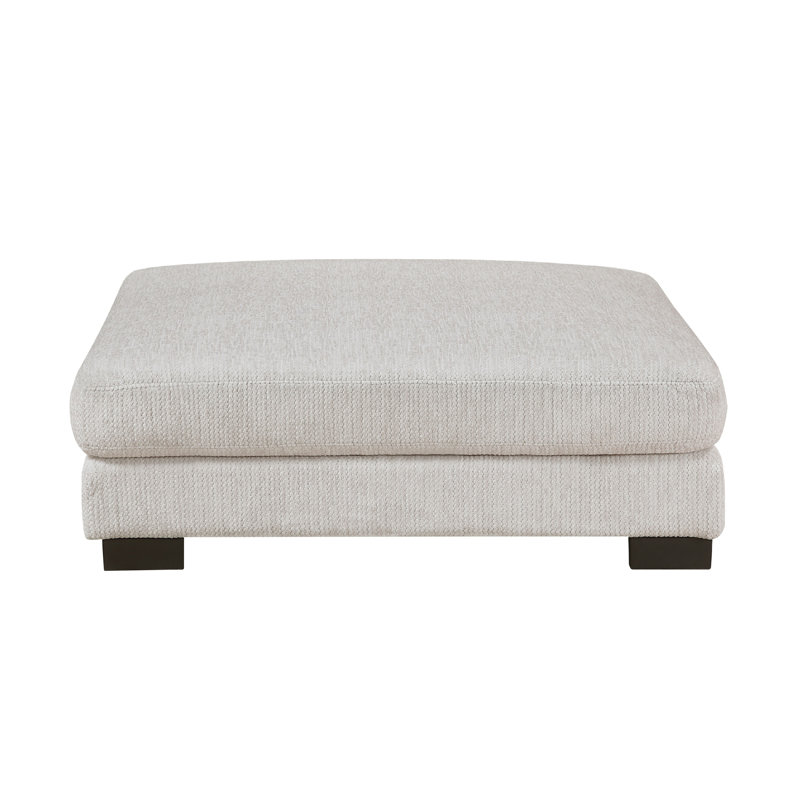 Repose-pieds carré Liny, microfibre 45 po, bois massif, Beige