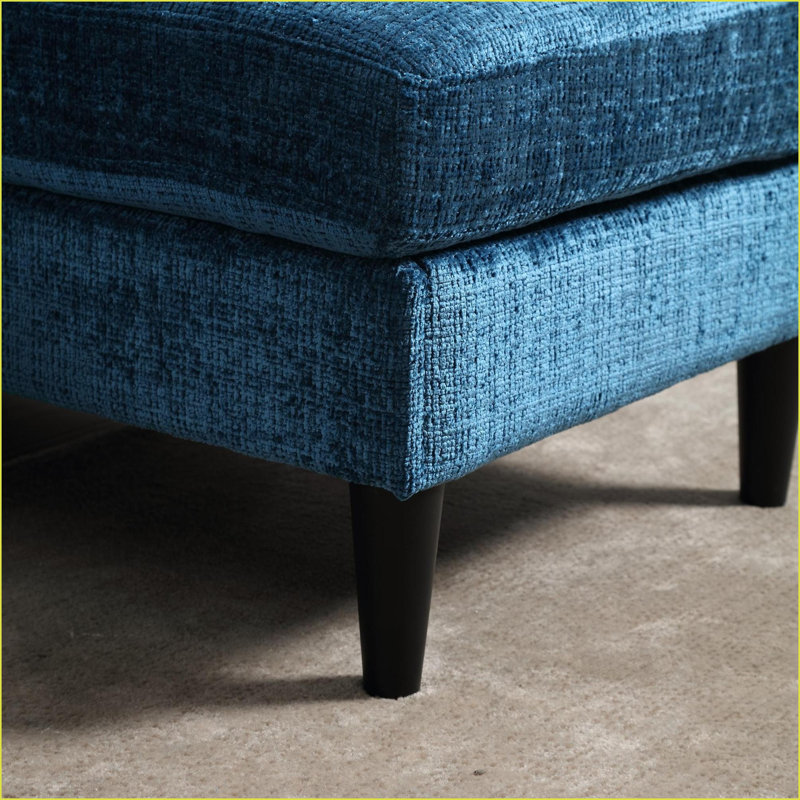 Sectional Sofas, 3-Seat Living Room Couch with Storage Ottoman, Chenille, Cup Holders | Teal | Chenille