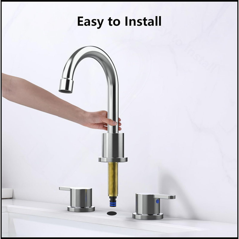 Robinet de lavabo de salle de bain surdimensionné à 2 poignées, robinet de lavabo chromé à 2 poignées et à 3 trous, robinet pivotant à 360 ° avec lavabo escamotable