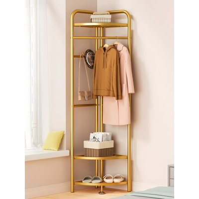 Portemanteau d'angle pour chambre à coucher, cintre mural peu encombrant, portemanteau autoportant robuste avec plusieurs crochets pour l'organisation à la maison