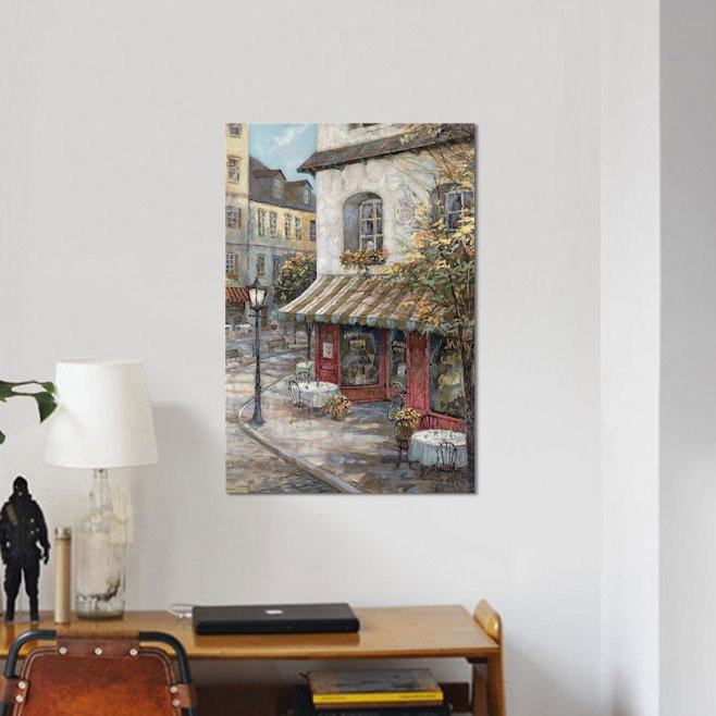 «My Favorite Café» par Ruane Manning - Impression sur toile tendue sur châssis, Papier d'art encadré noir, Blanc