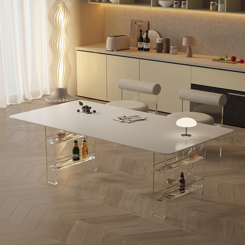 Table de salle à manger rectangulaire, H 29,52 po x L 78,74 po x l 31,49 po, Blanc