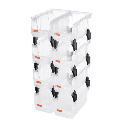 Transparent Plastic Stackable Storage Bins 10.9 X 5.5 5.1 Inch 8 Pack Ideal For Office Supplies Small Accessories In Closet Or Garage With Quick - Access And Space Saving Features Organizing Items