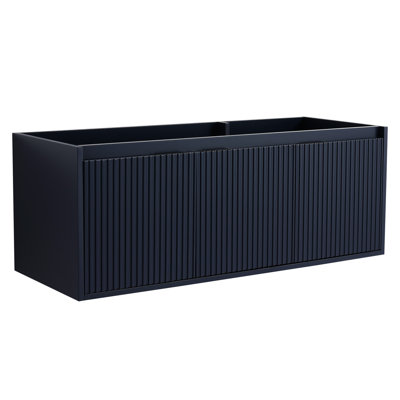 Meuble-lavabo 48 po sans lavabo pour petite salle de bain - Portes à fermeture douce, contreplaqué bleu marine, fixation murale avec espace de rangement spacieux, charnière de porte, armoire murale en contreplaqué