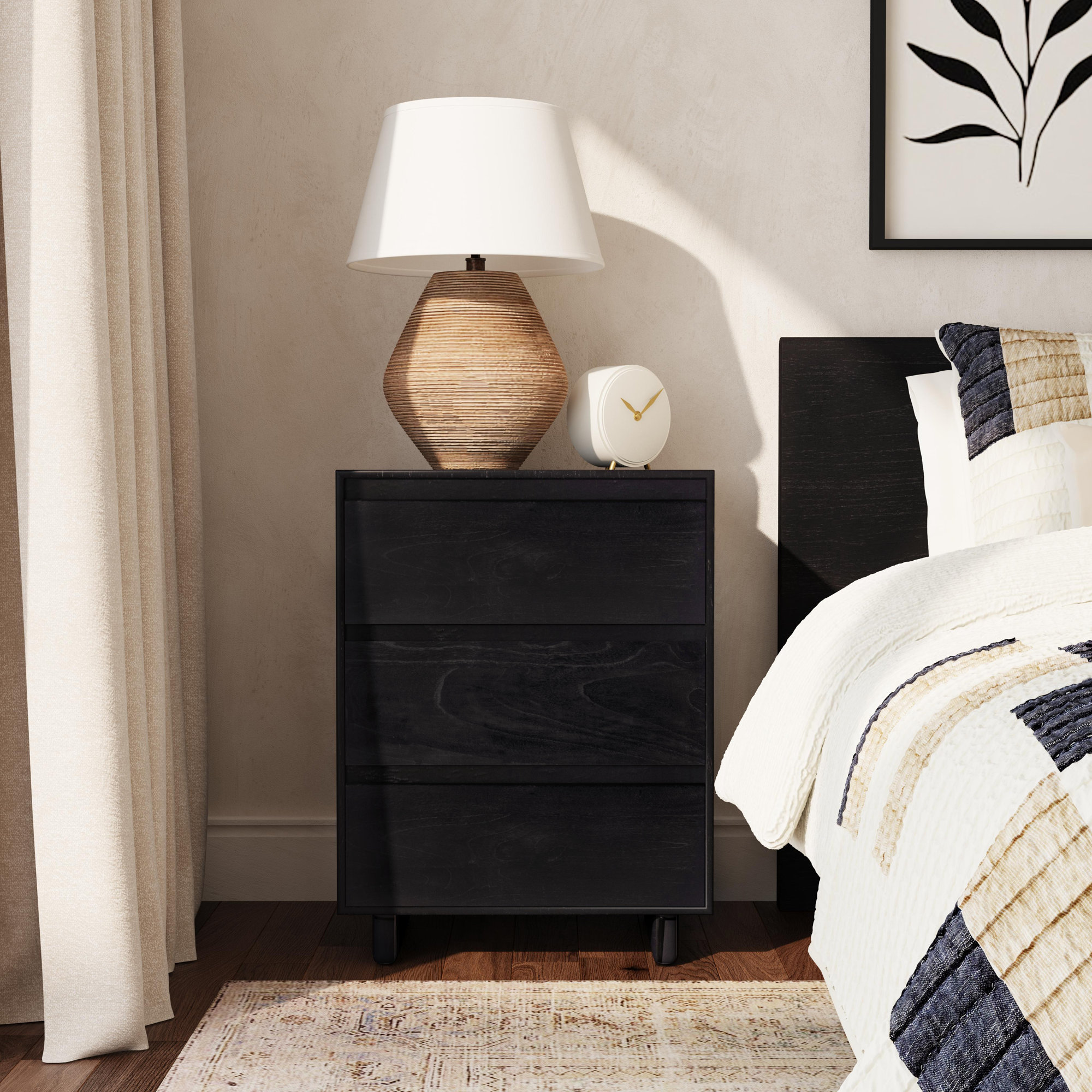 Soleil 3 - Drawer Nightstand, Black
