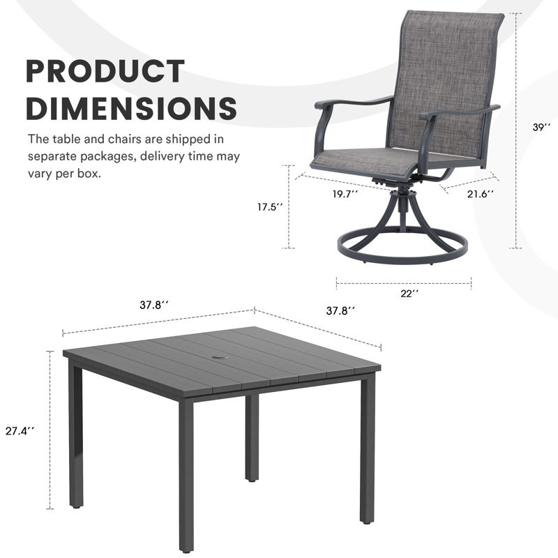 Zarita 4 - Person Patio Dining Set with Square Table, Gray/Light Gray