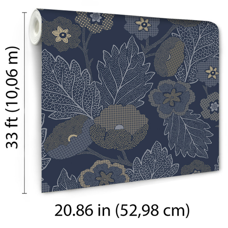Papier peint floral Antibes, Navy