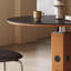 Noir / brun noyer + argent rond + pierre frittée + bois massif + bois manufacturé + table de salle à manger en acier inoxydable-15366539