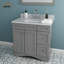 36 po X P 22 po P 35,4 po Meuble-lavabo simple H gris avec plateau et lavabo blancs-388834633