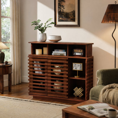 Sideboard with Sliding Doors, Buffet Cabinet with Adjustable Shelf and Outlet Holes