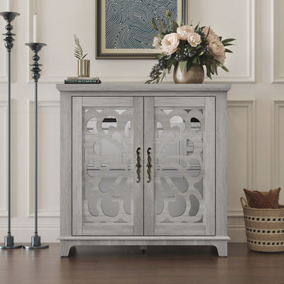 Elegant Sideboard with 2 acrylic Mirrored Doors Sideboard and Buffet with Storage