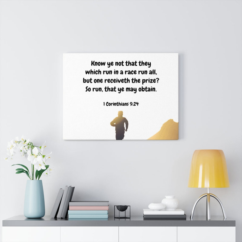 Obtain 1 Corinthians 9:24 - Wrapped Canvas Print, 46cm H x 61cm W