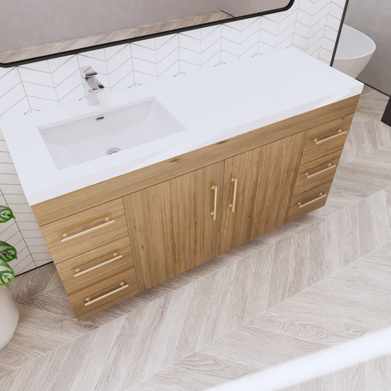 Verda 60" Single Bathroom Vanity Set, Natural Oak