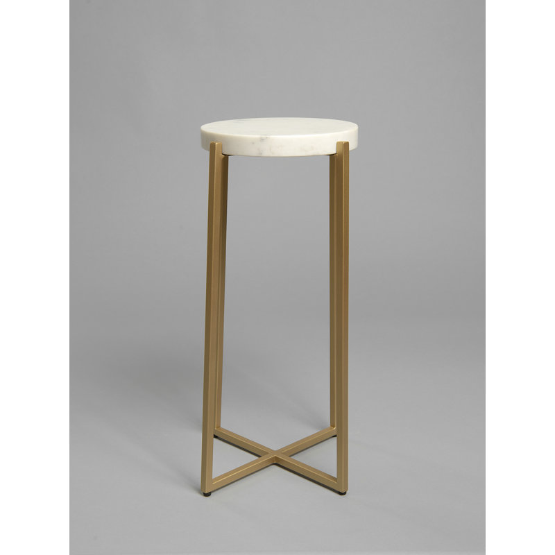 Table de bout en marbre avec pieds croisés