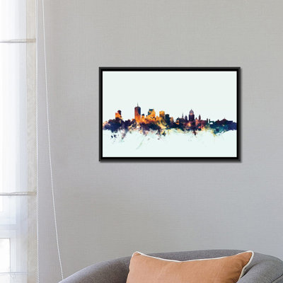 Skyline Series: Québec, Canada, impression sur toile tendue en bleu