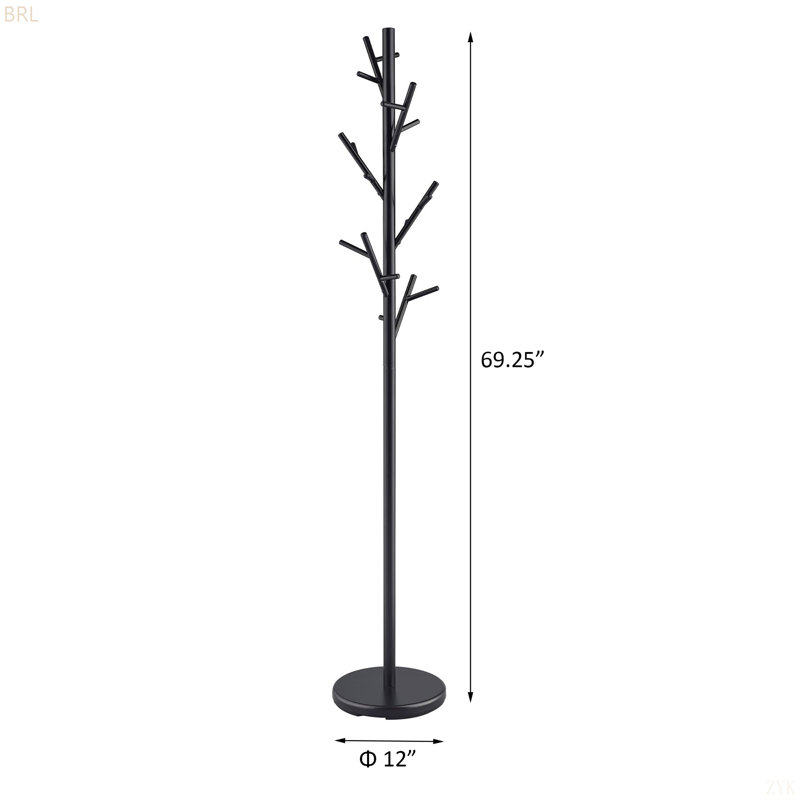 Black Coat Rack With 18 Hooks